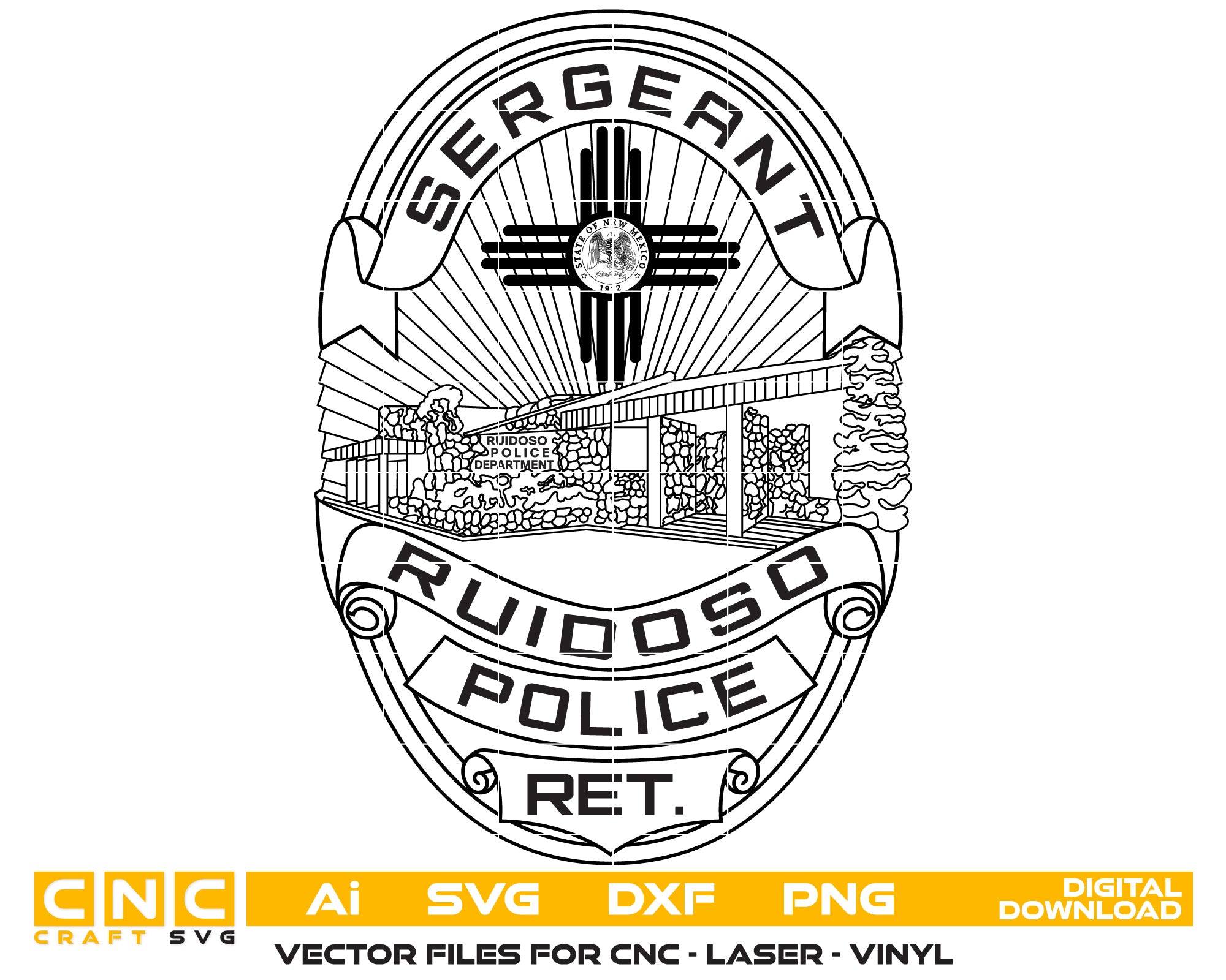 Mexico Ruidoso Police Sergeant Badge vector art