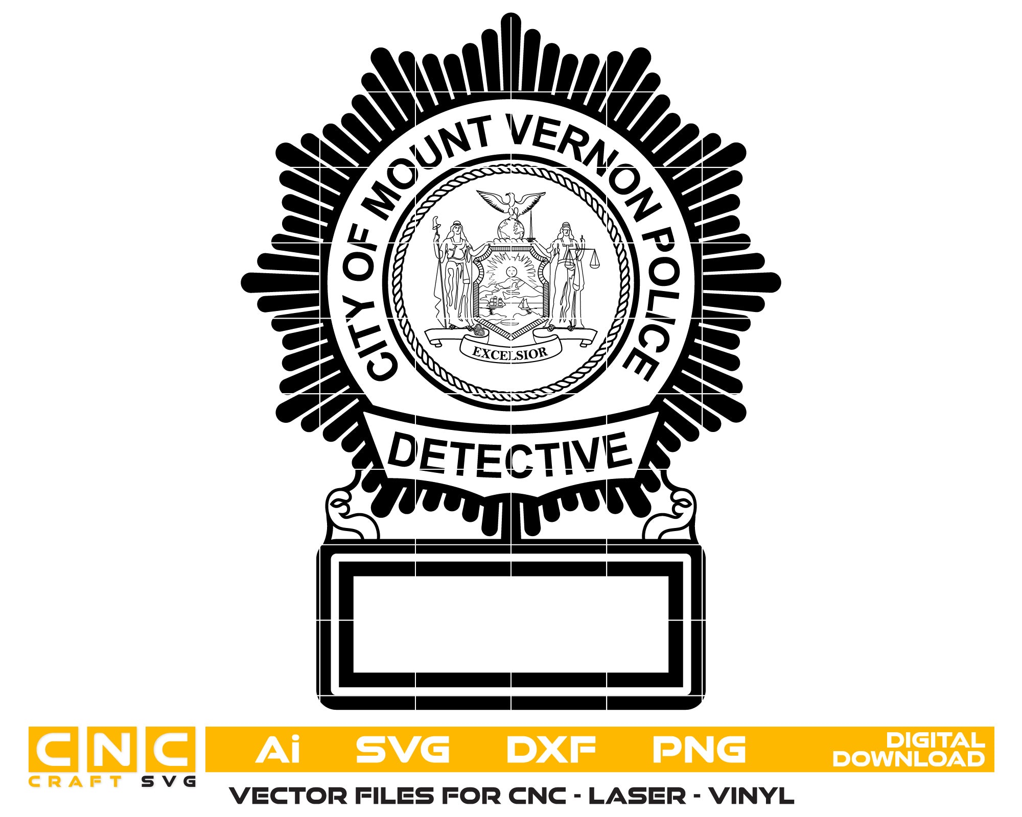 New York City of Mount Vernon Detective Police Badge  Vector art