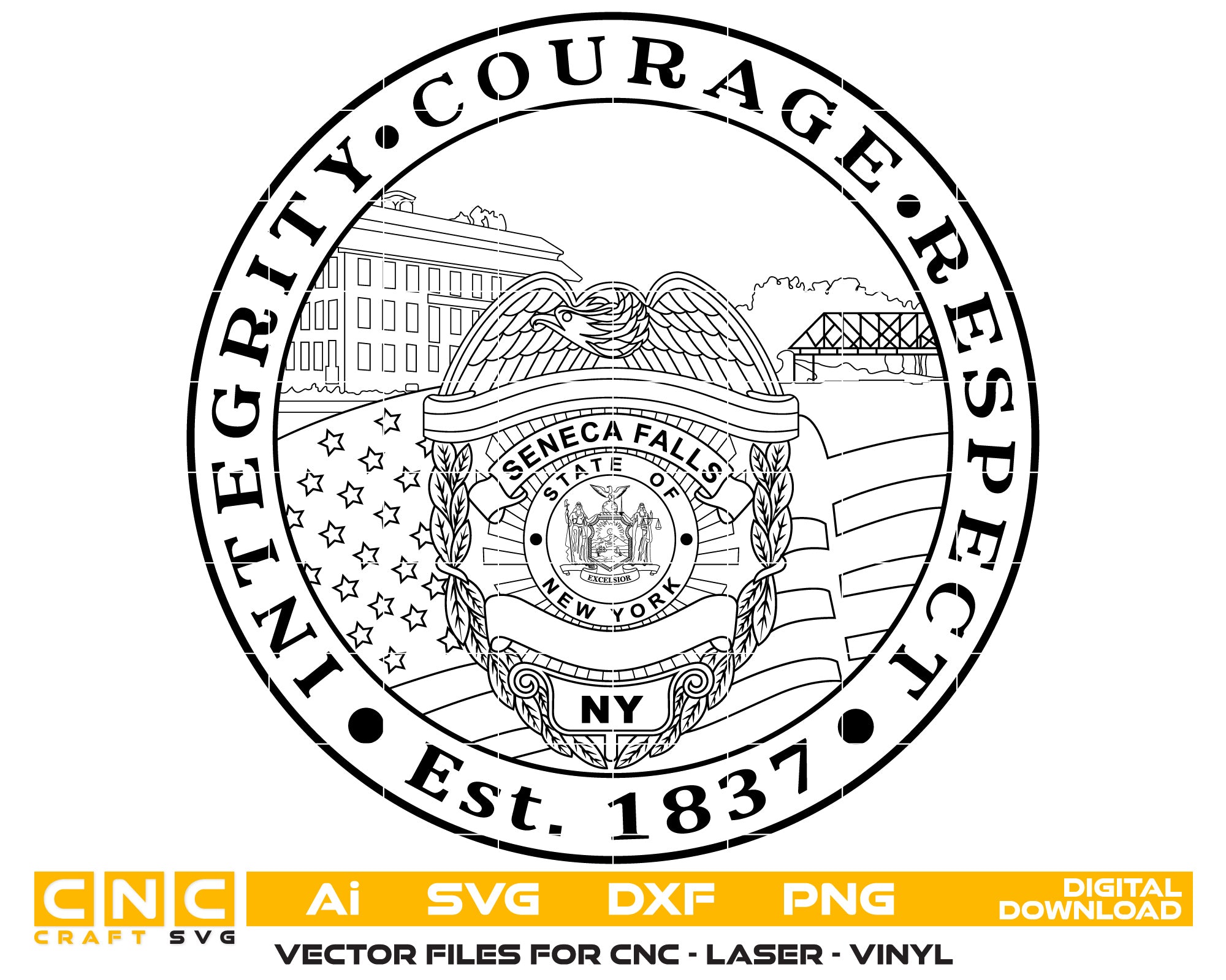 New York Integrity Courage Respect Seal vector art