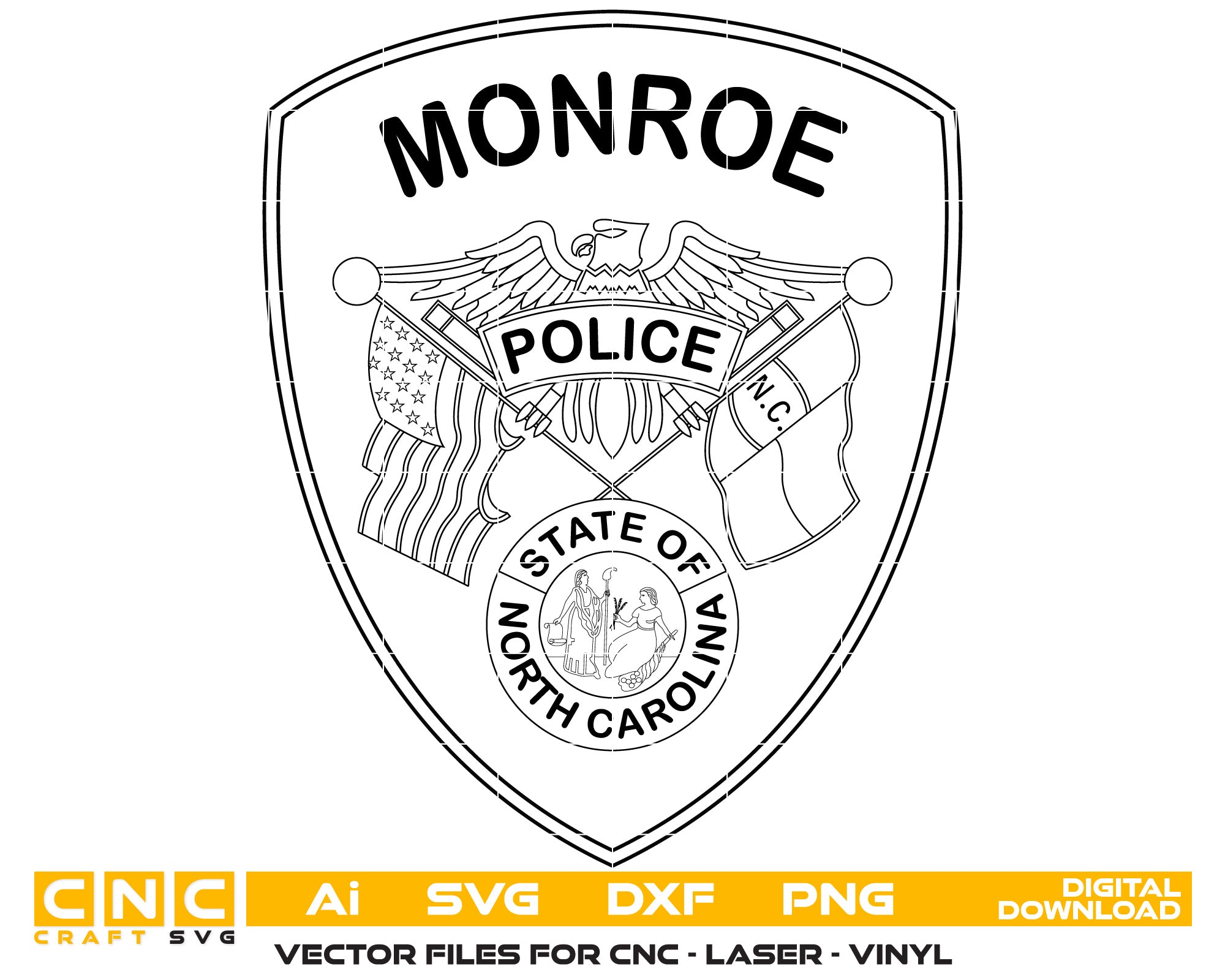 North Carolina Monroe Police Logo vector art