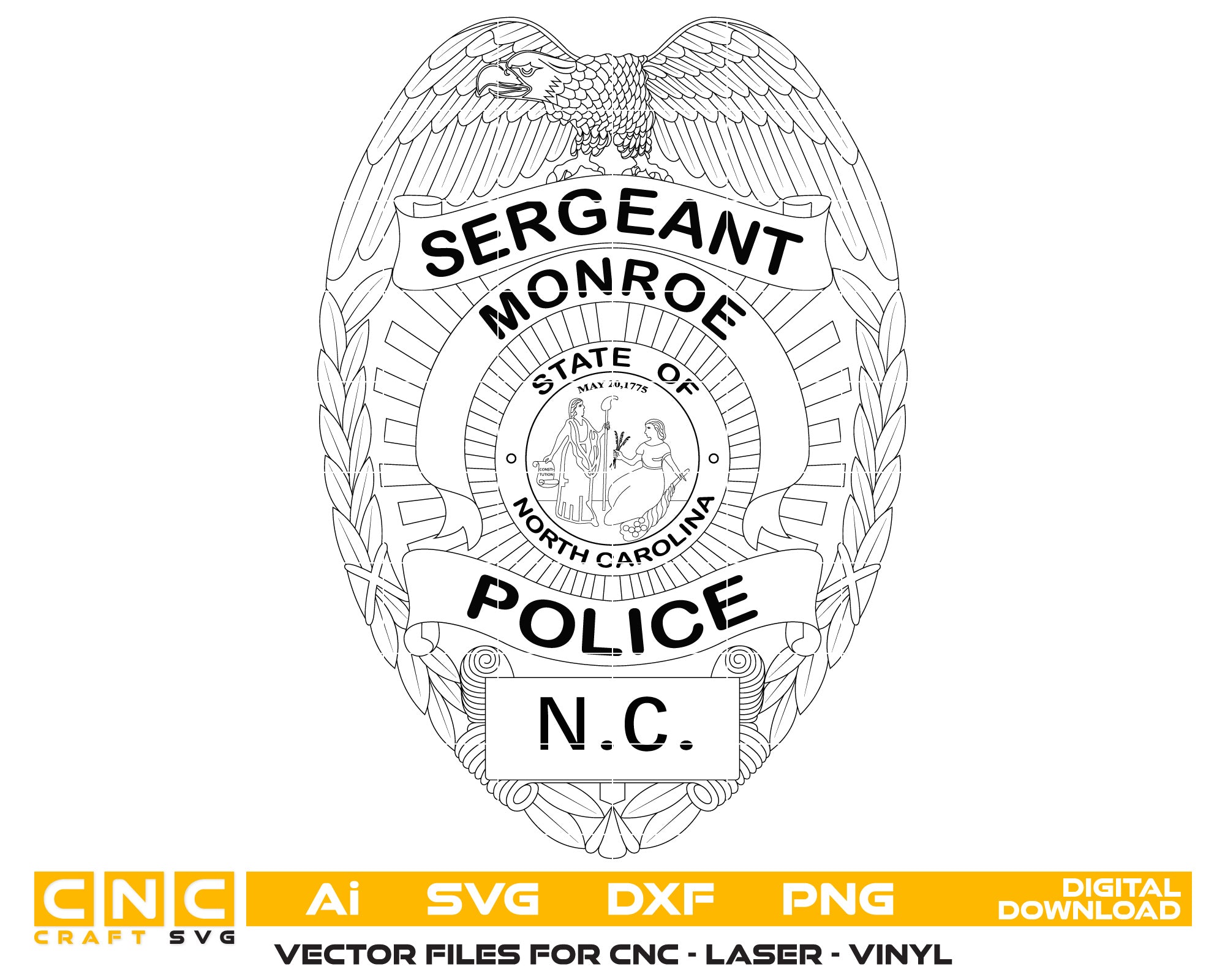 North Carolina Police Sergeant Badge vector art