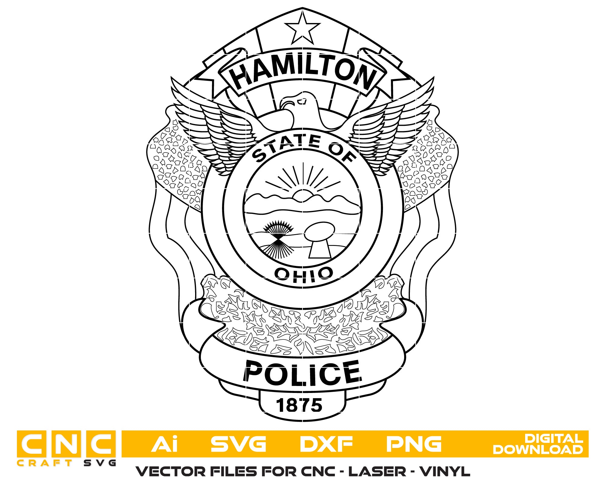 Ohio Hamilton Police badge vector art