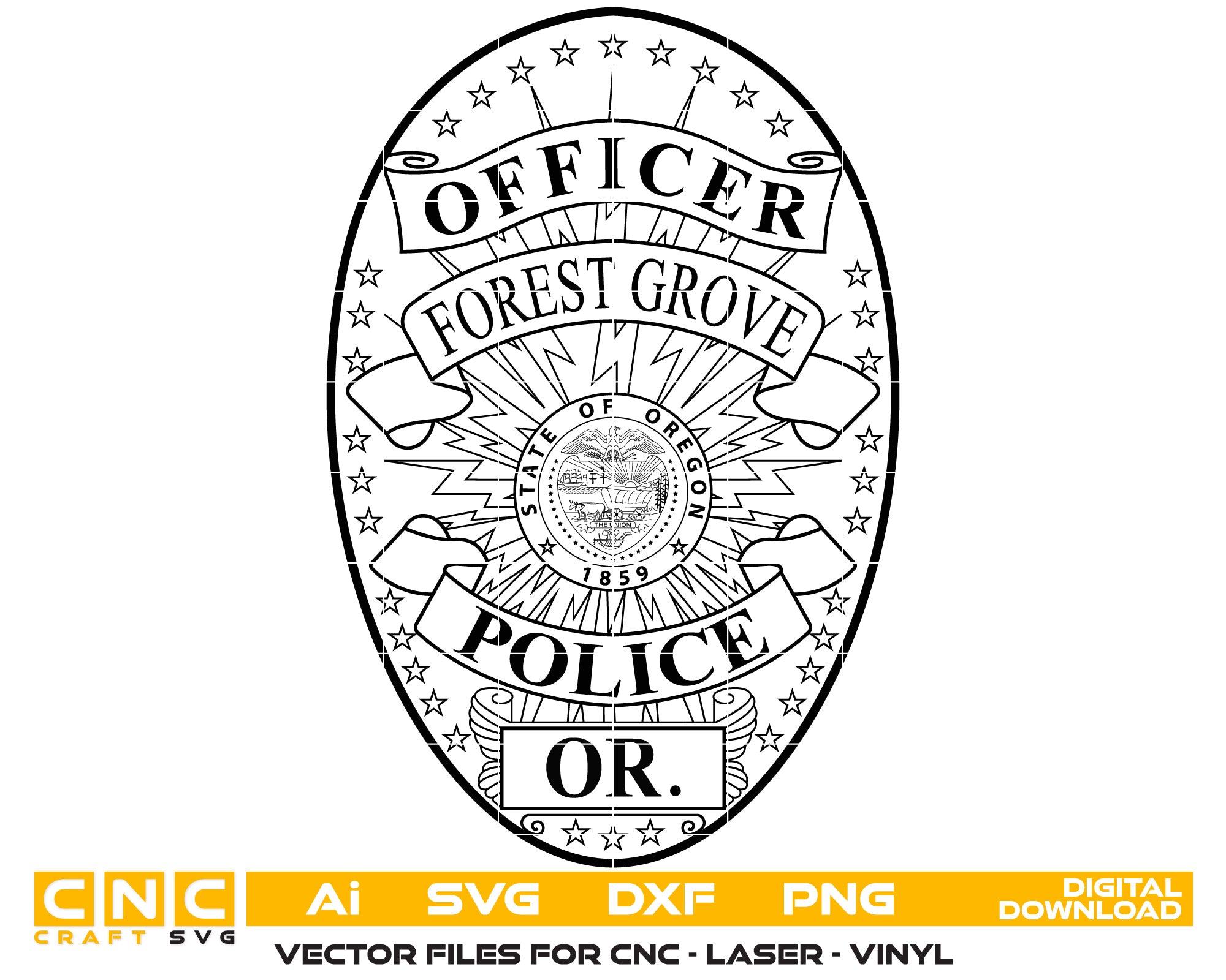 Oregon Forest Grove Police Officer badge vector art