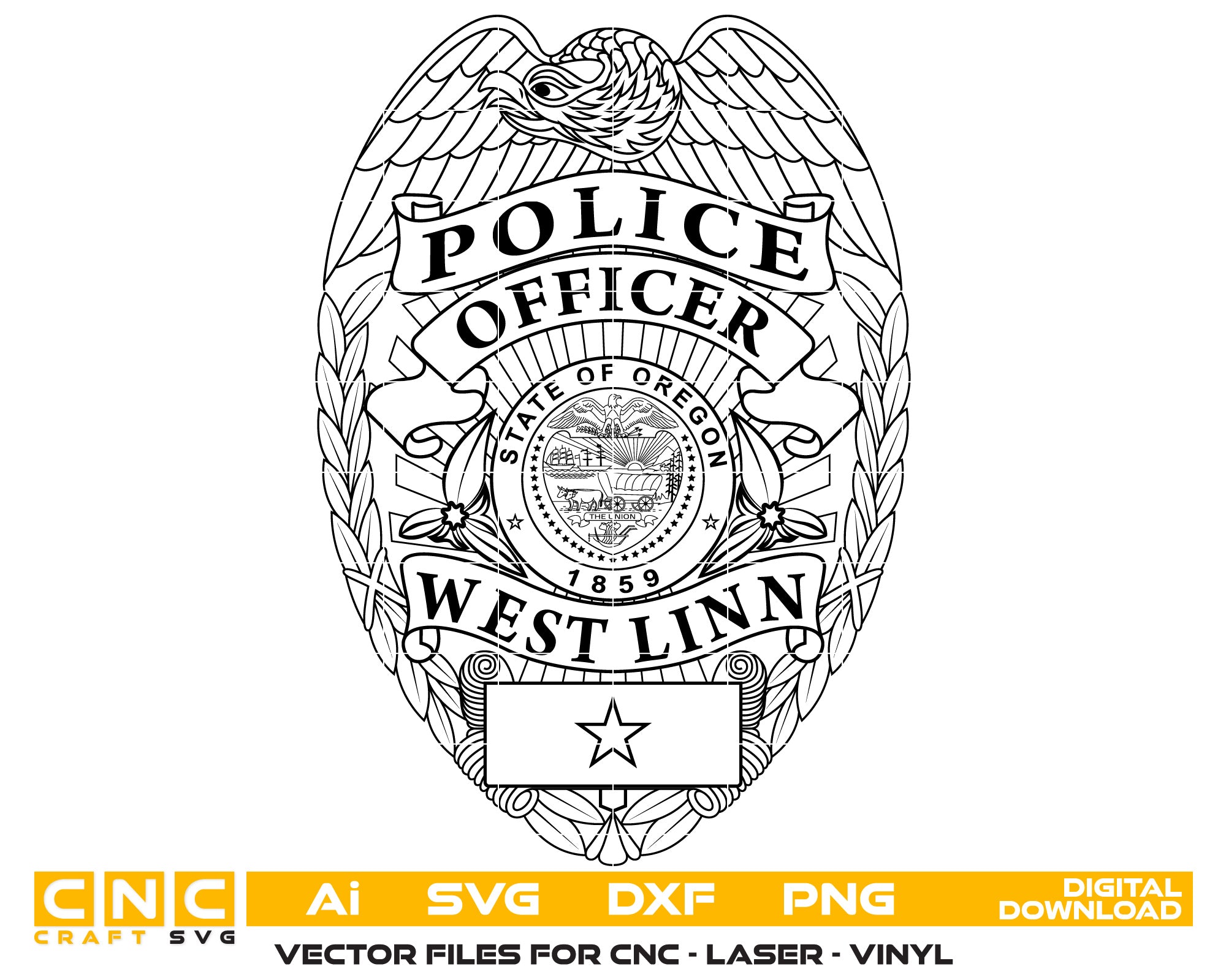 Oregon West Linn Police Officer Badge vector art