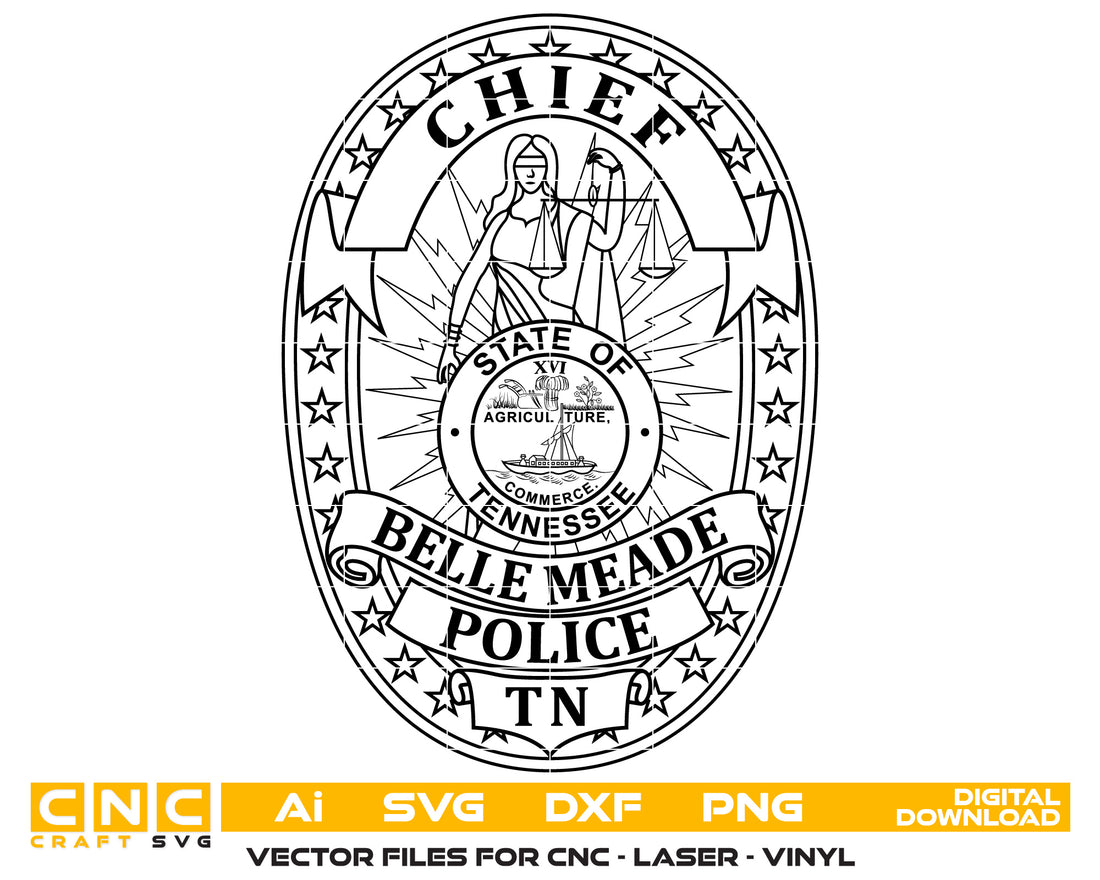 Tennessee Belle Meade Police Chief Badge vector art