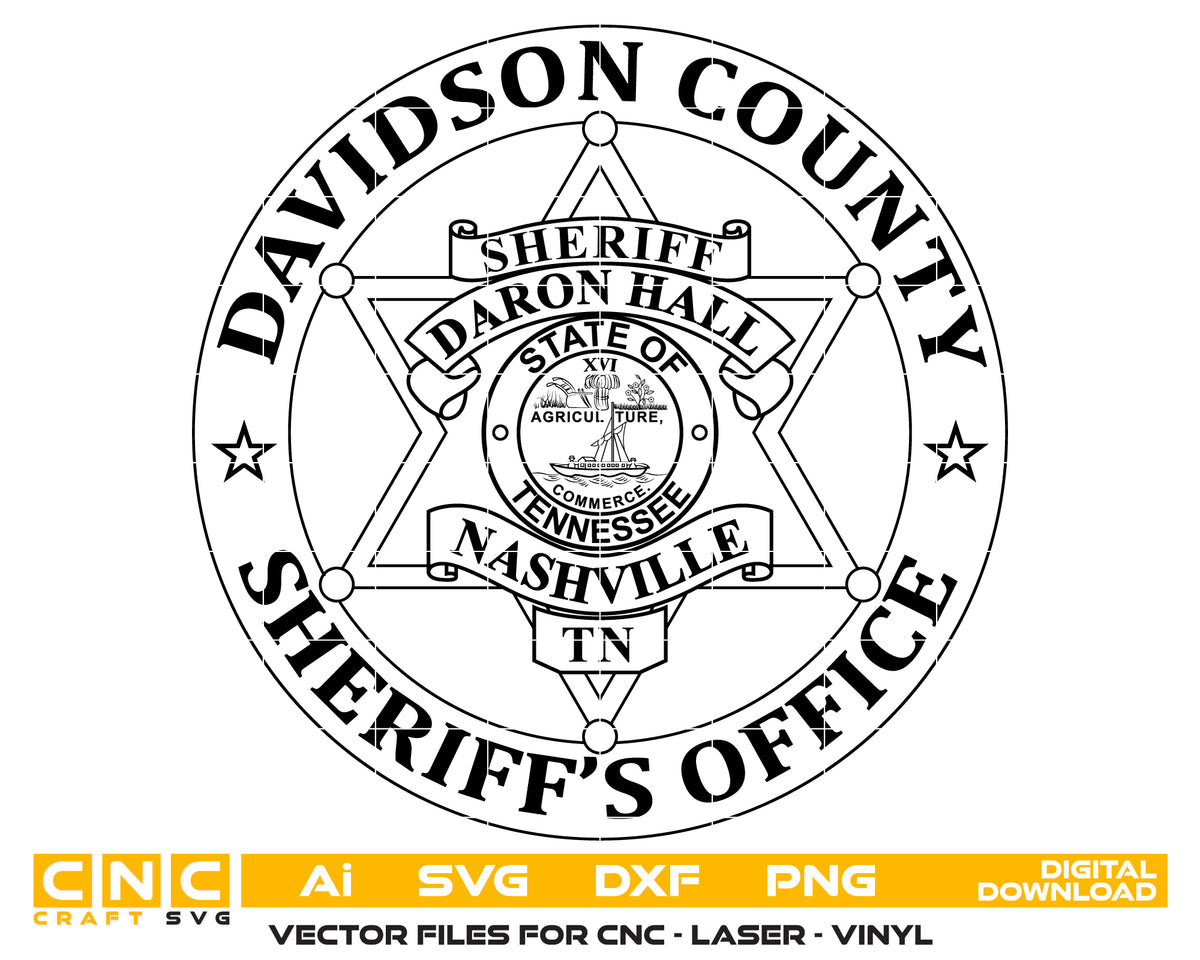 Tennessee Davidson County Sheriffs Badge vector art