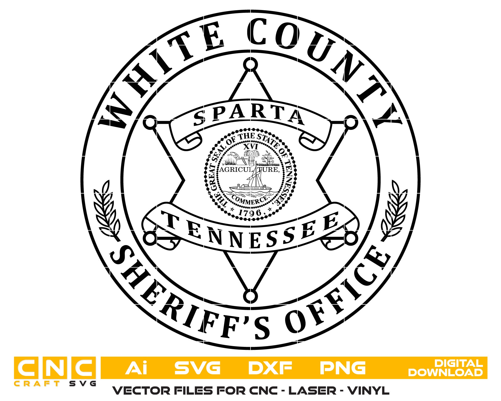 Tennessee White County Sheriff Badge vector art