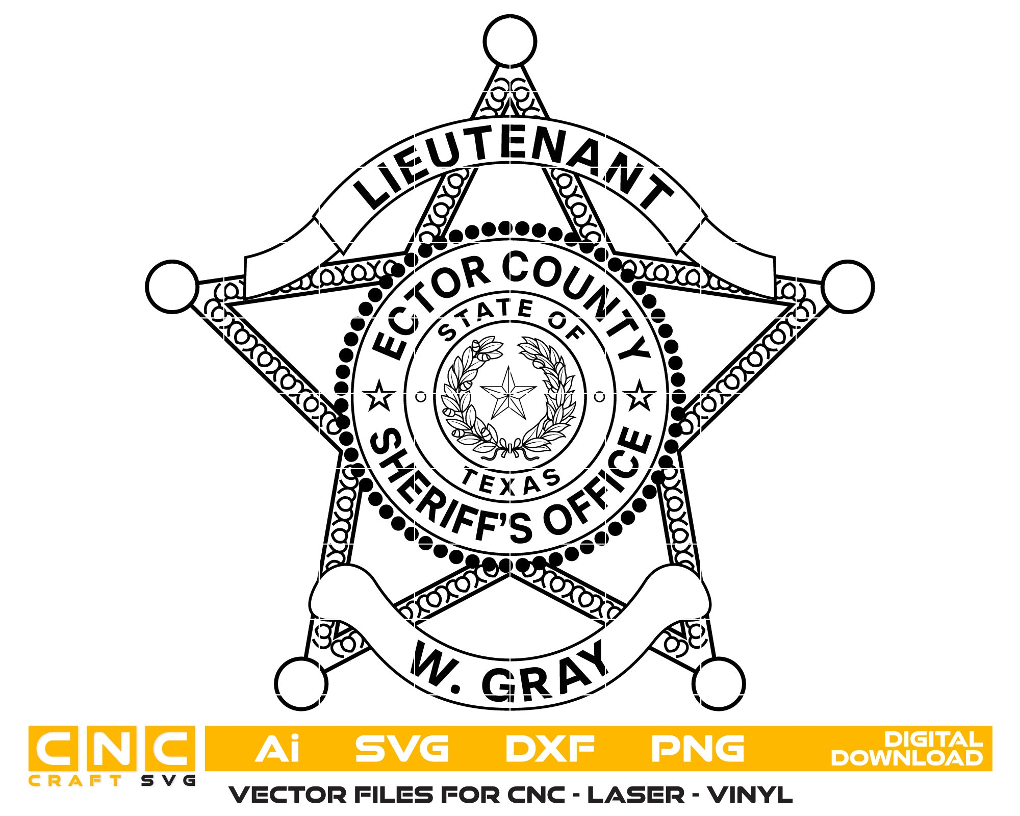 Texas Ector County Sheriffs Officer Seal, Badge vector art