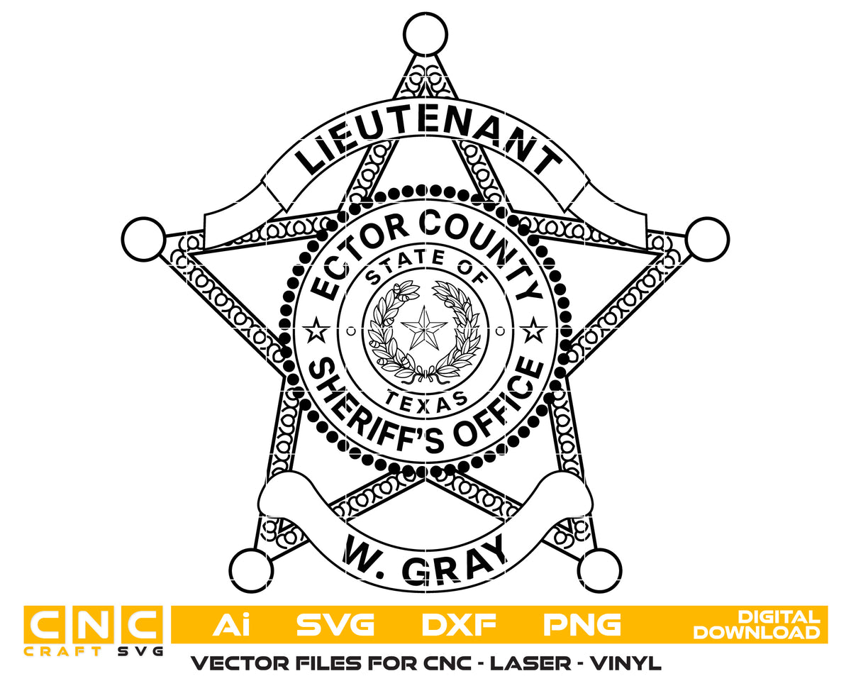 Ector Graphics Texas Ector County Sheriffs Officer Seal, Badge vector art