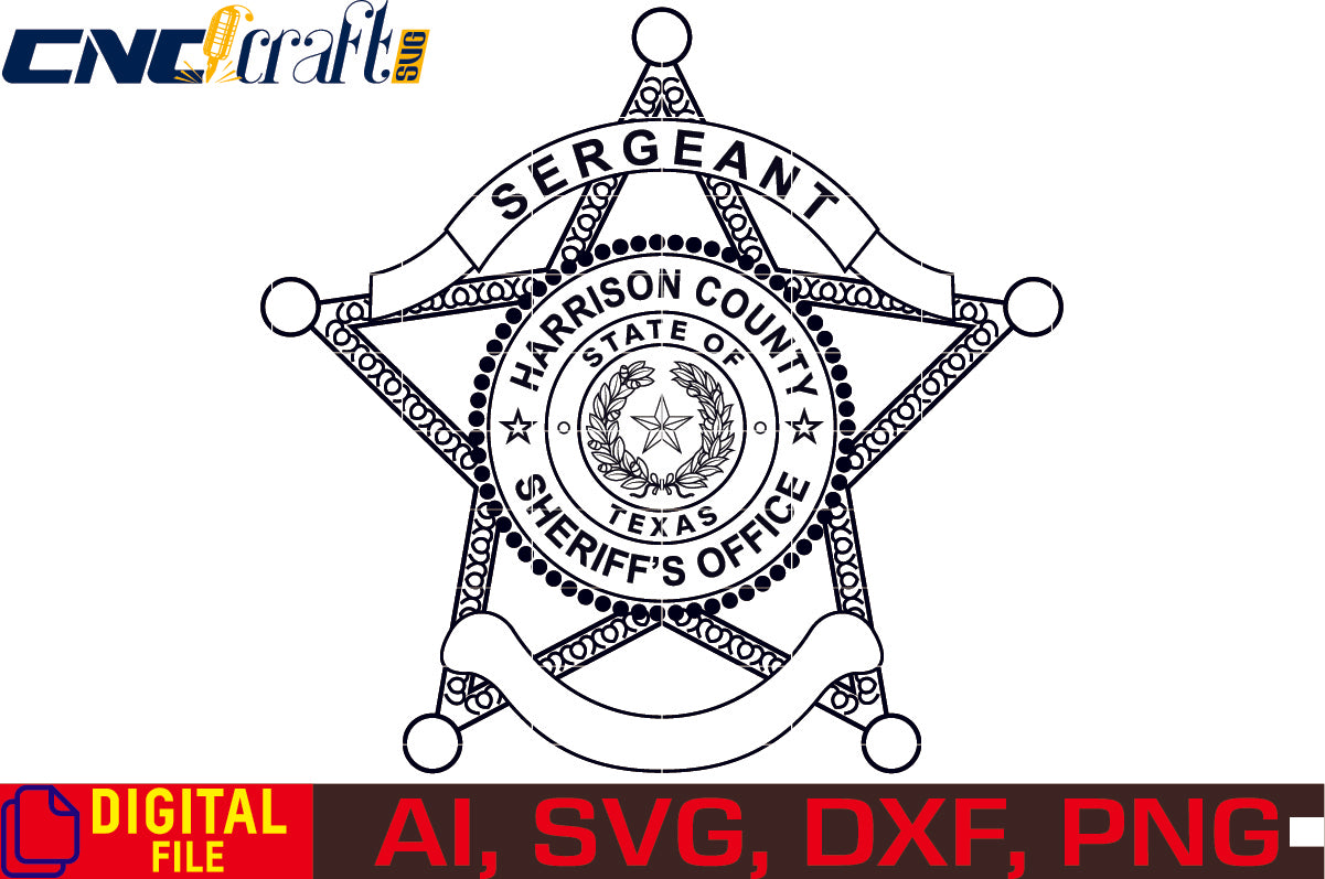 Texas Harrison County Sheriff Sergeant Seal, Badge vector file