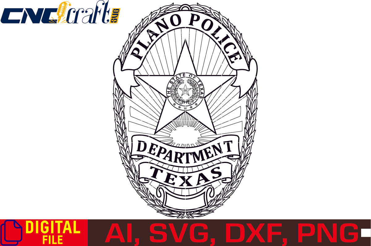 Texas Plano Police Department Badge vector file