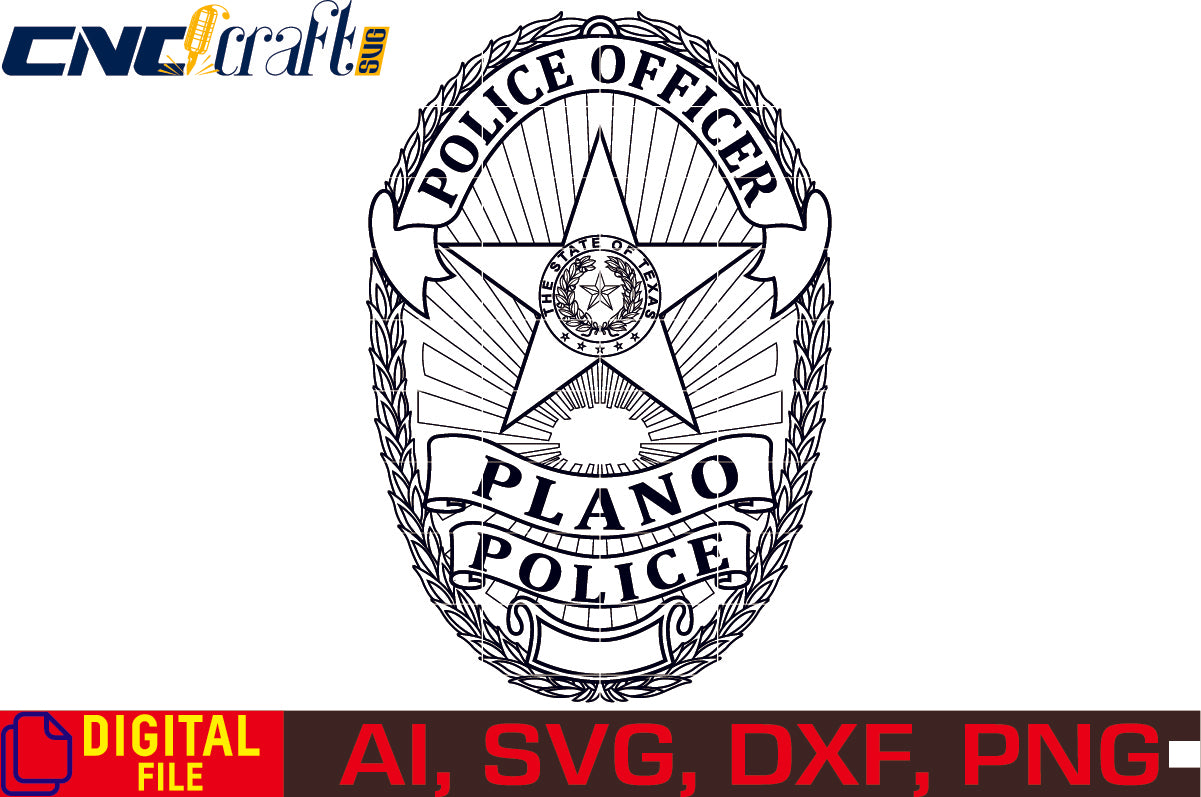 Texas Plano Police Officer Badge vector file