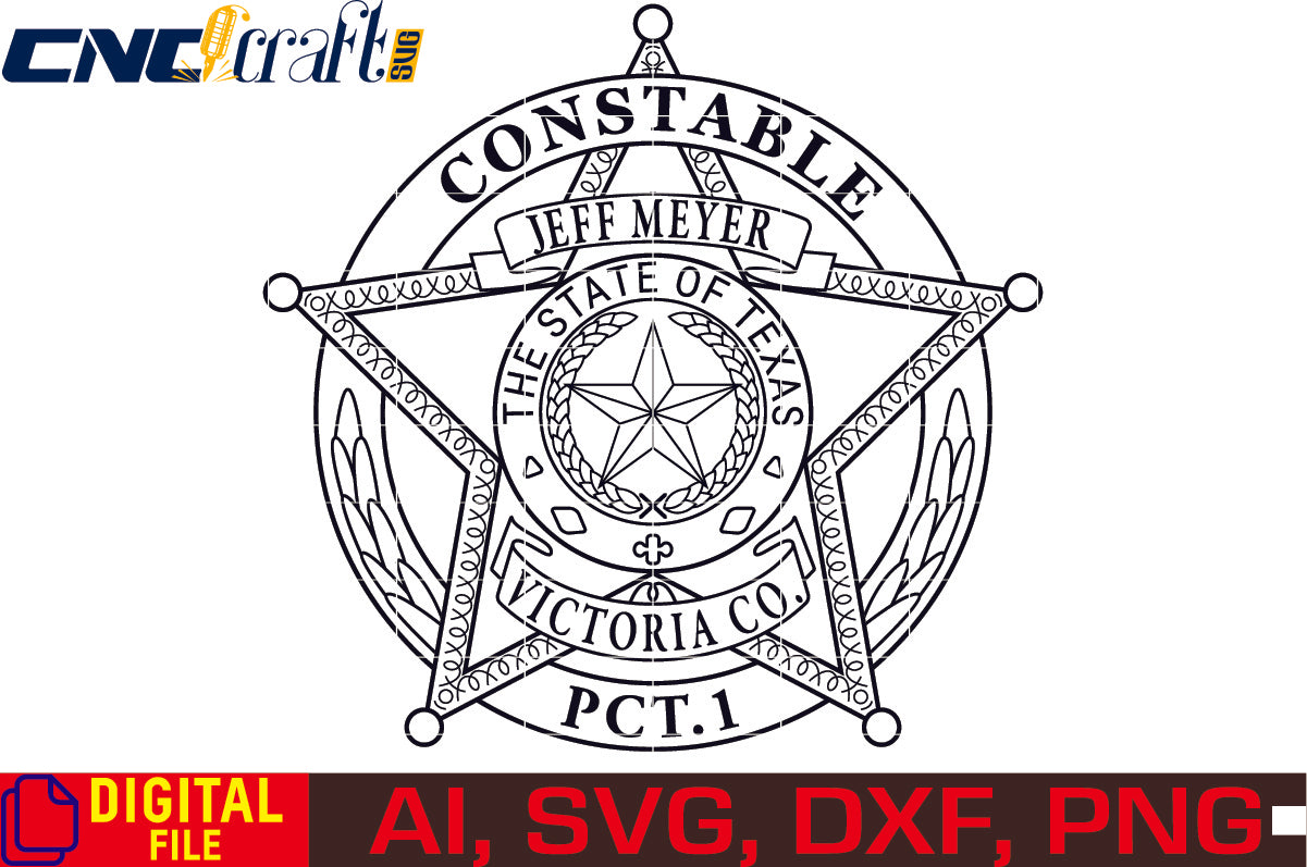 Texas Victoria Co. Jeff Meyer Constable Badge vector file