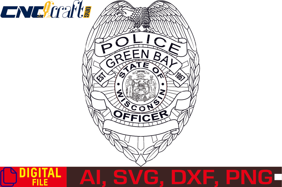 Wisconsin Green Bay Police Officer Badge vector file