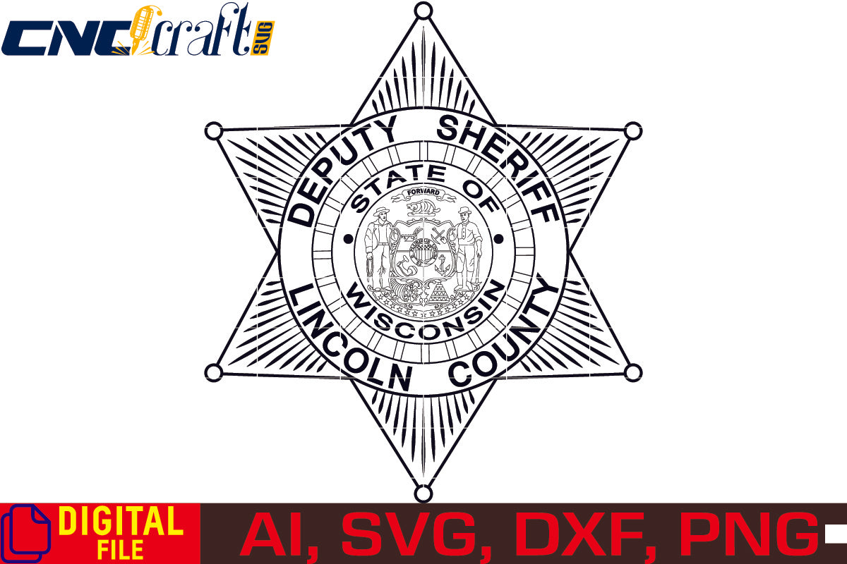 Wisconsin Lincoln County Deputy Sheriff Badge vector file