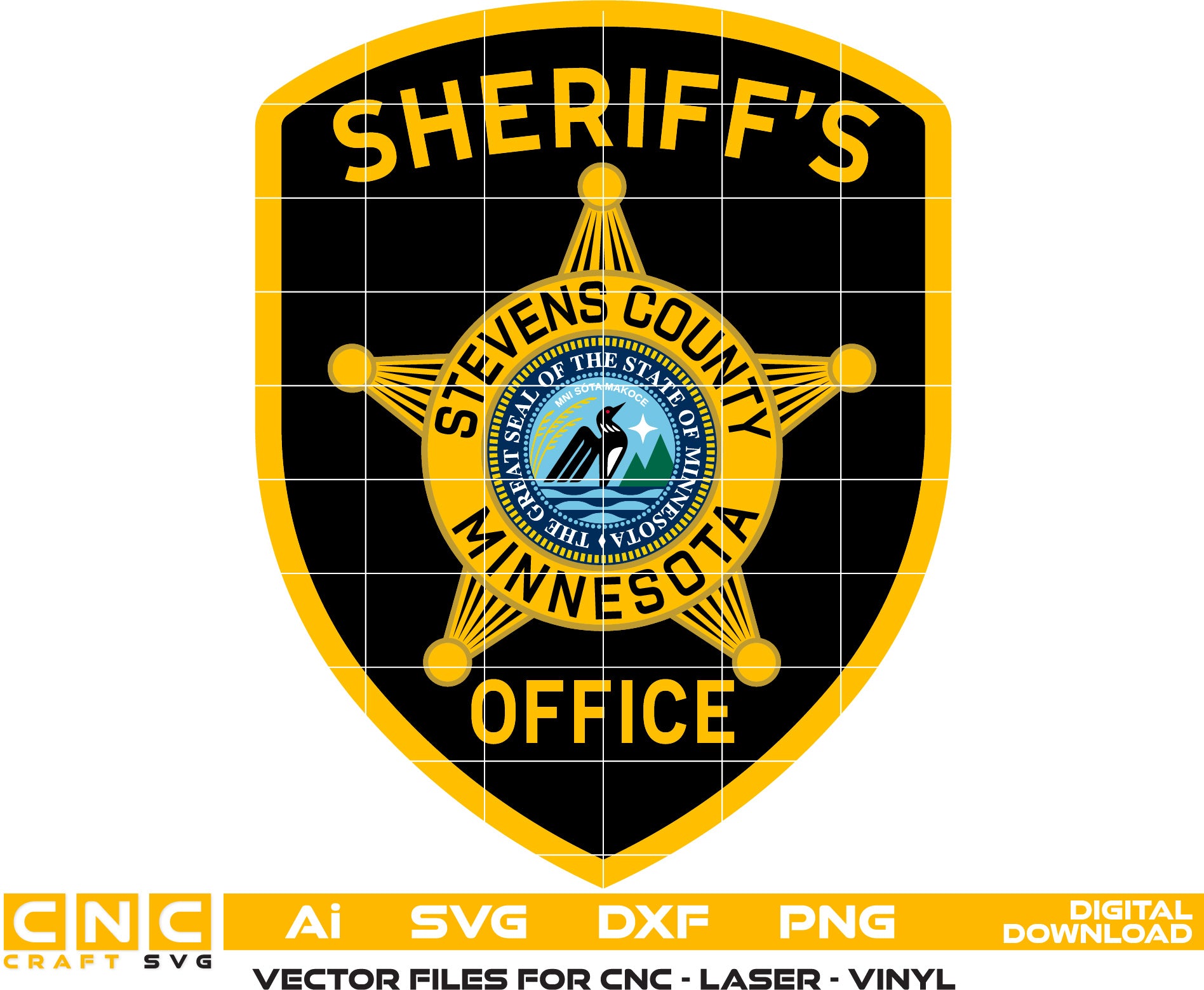 Stevens County Sheriff Badge, Minnesota Sheriff Badge Vector Art