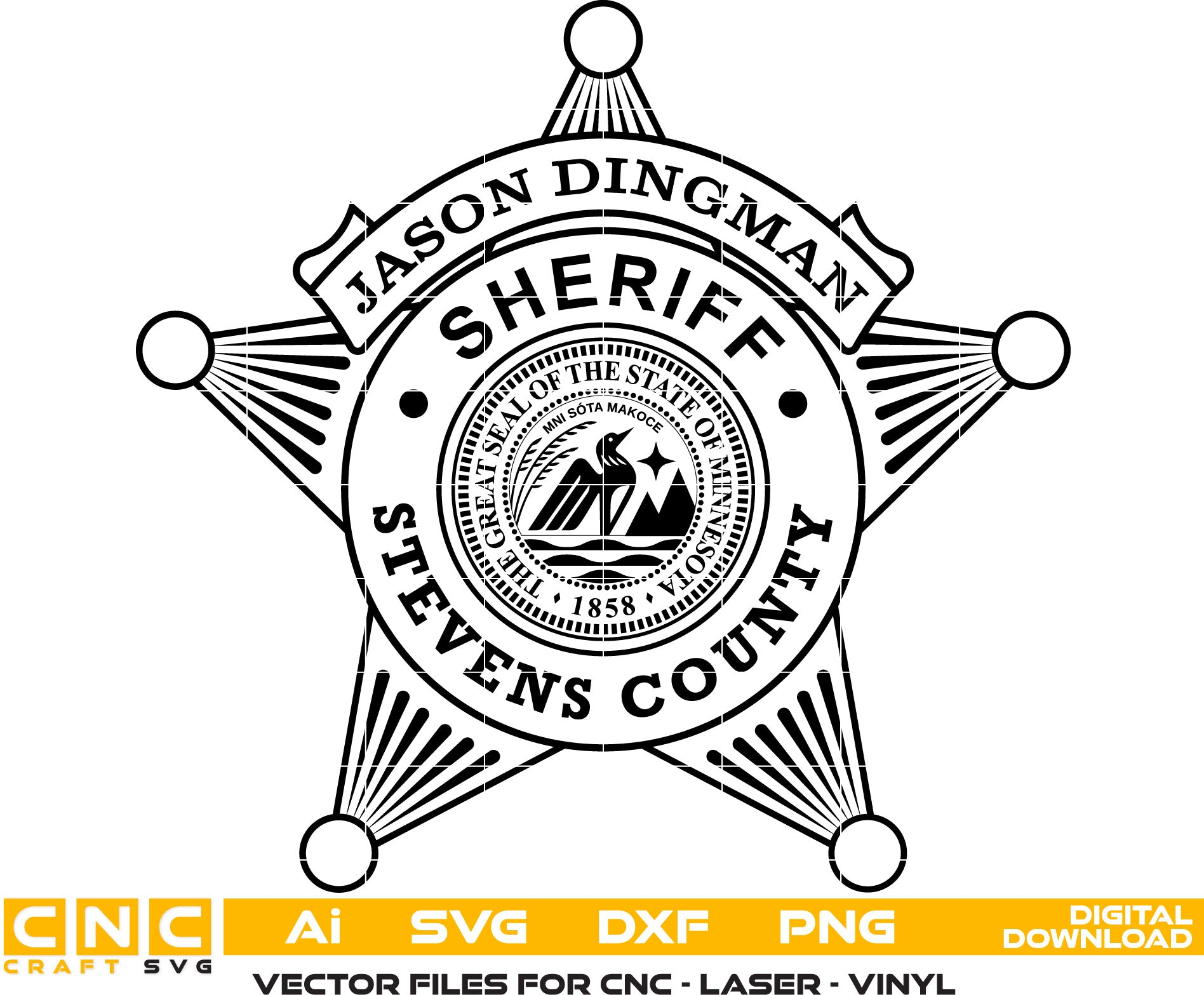 Stevens County Sheriff Badge, Minnesota Sheriff Badge Vector Art