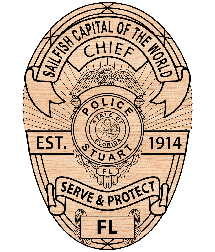 Stuart Police Chief Badge SVG, Florida Police Chief Badge Vector, Stuart Police Department Badge, Law Enforcement Badge SVG, Florida Police Badge Vector
