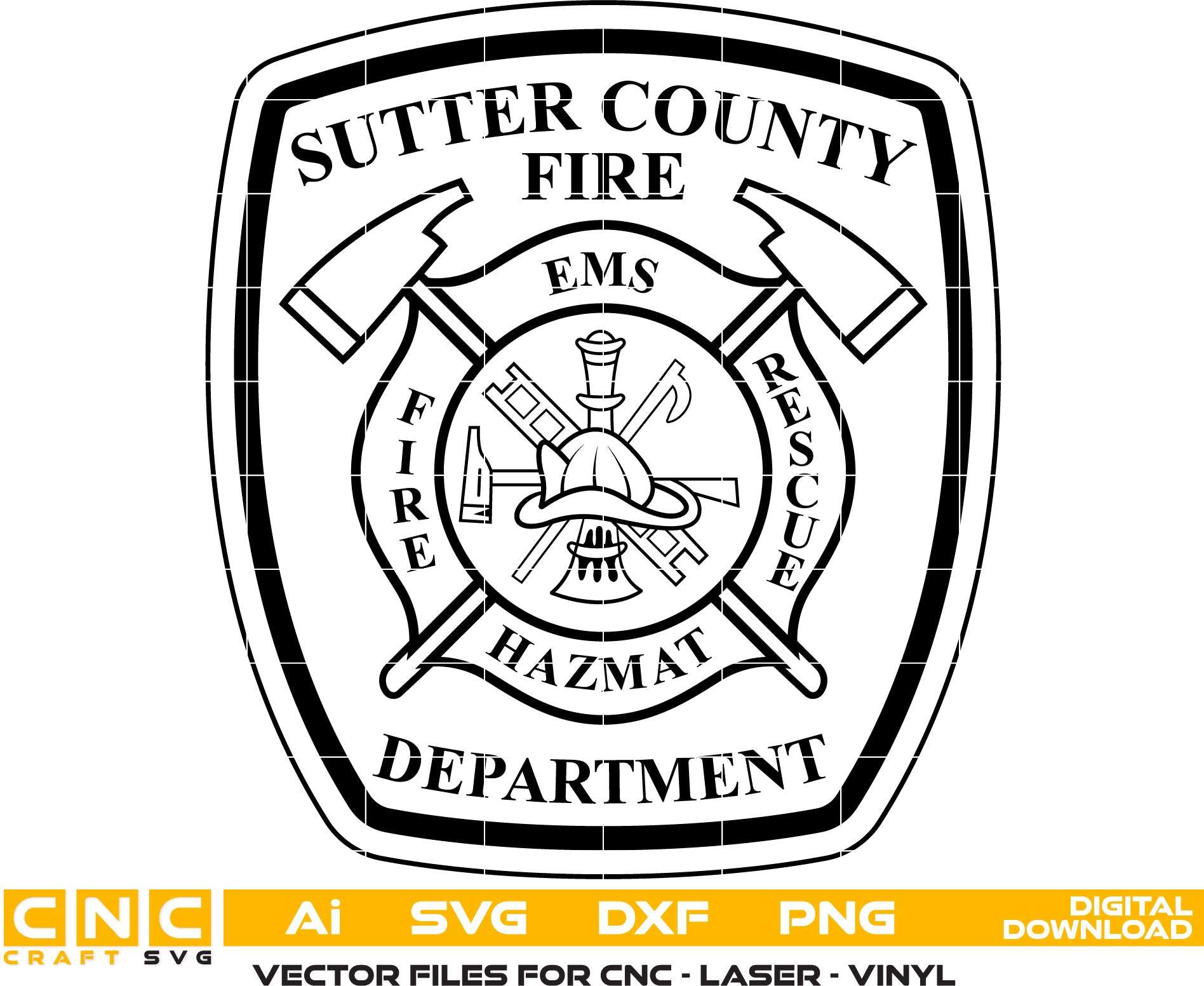 Sutter County Fire Department Badge Vector art Digital file