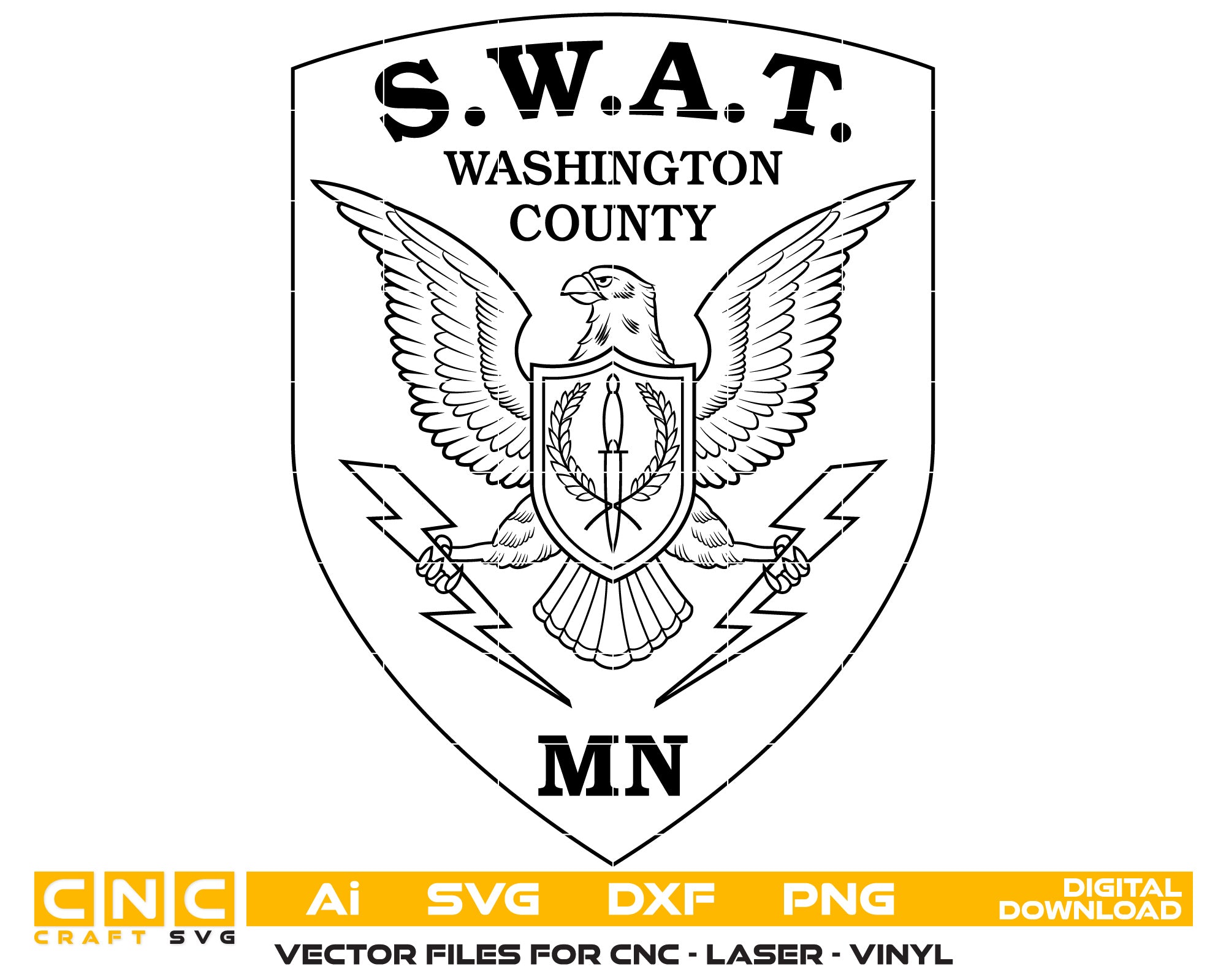 Swat Badge Washington County Vector Art, Ai,SVG, DXF, PNG, Digital Fil