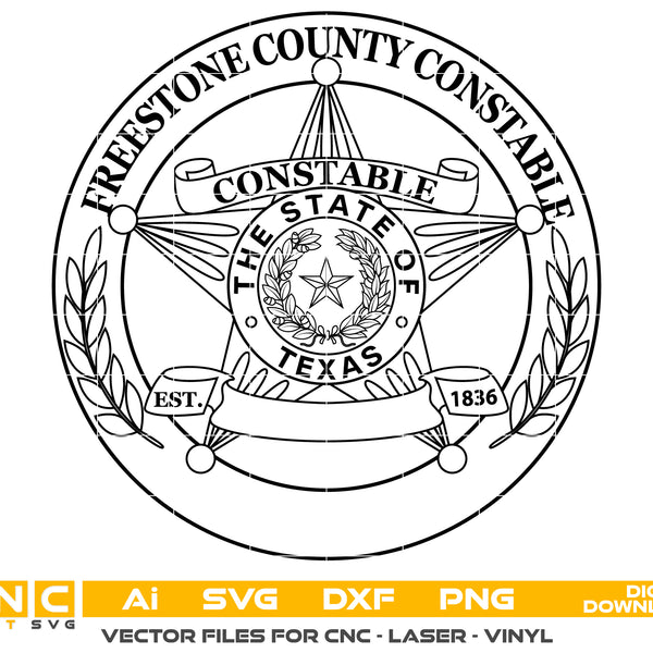 TEXAS FREESTONE COUNTY CONSTABLE Badge Vector Art
