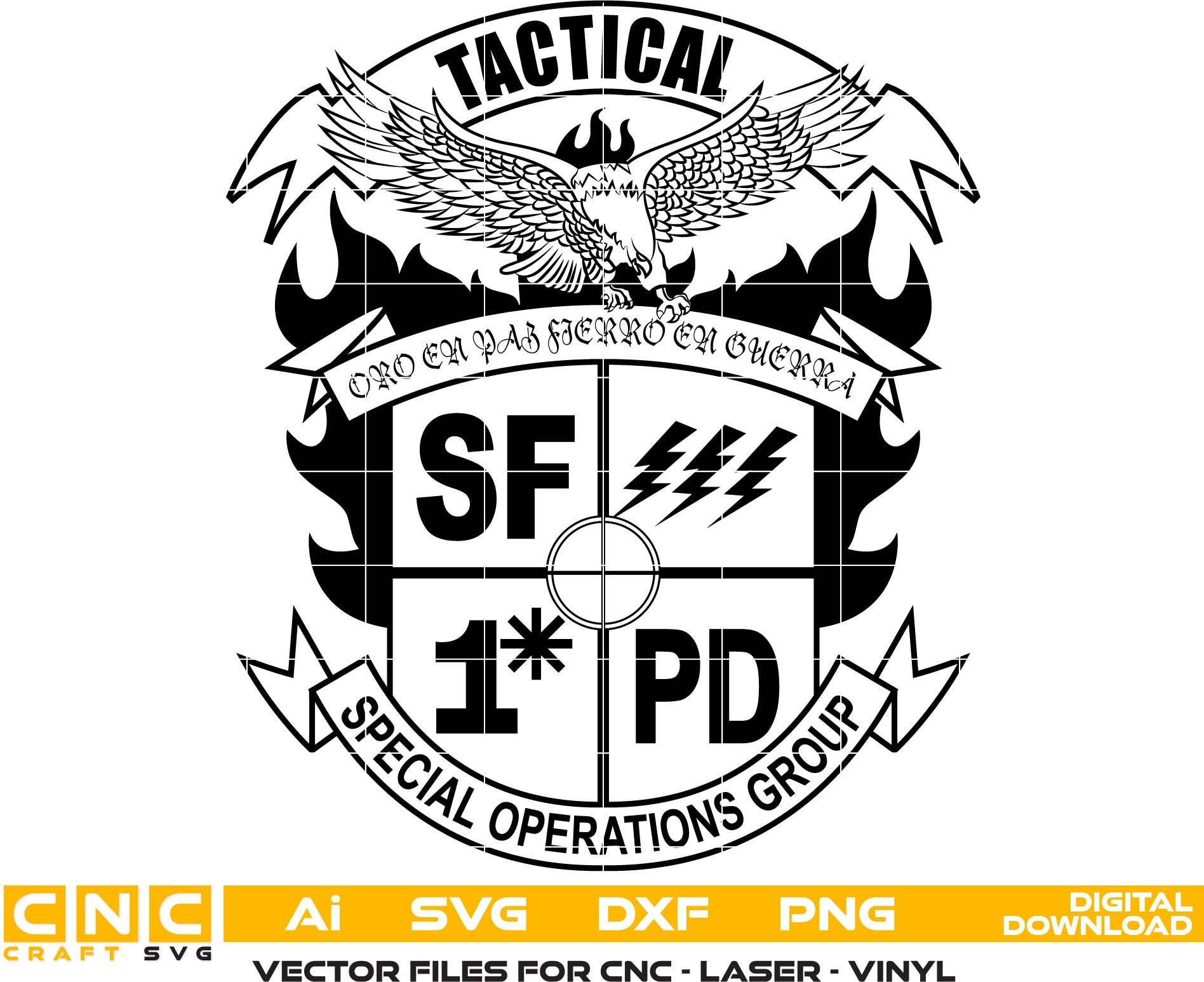 Tactical Special Operation Group Badge for Laser Engraving, Woodworking,Printing, CNC Router, Cricut, Ezecad etc.