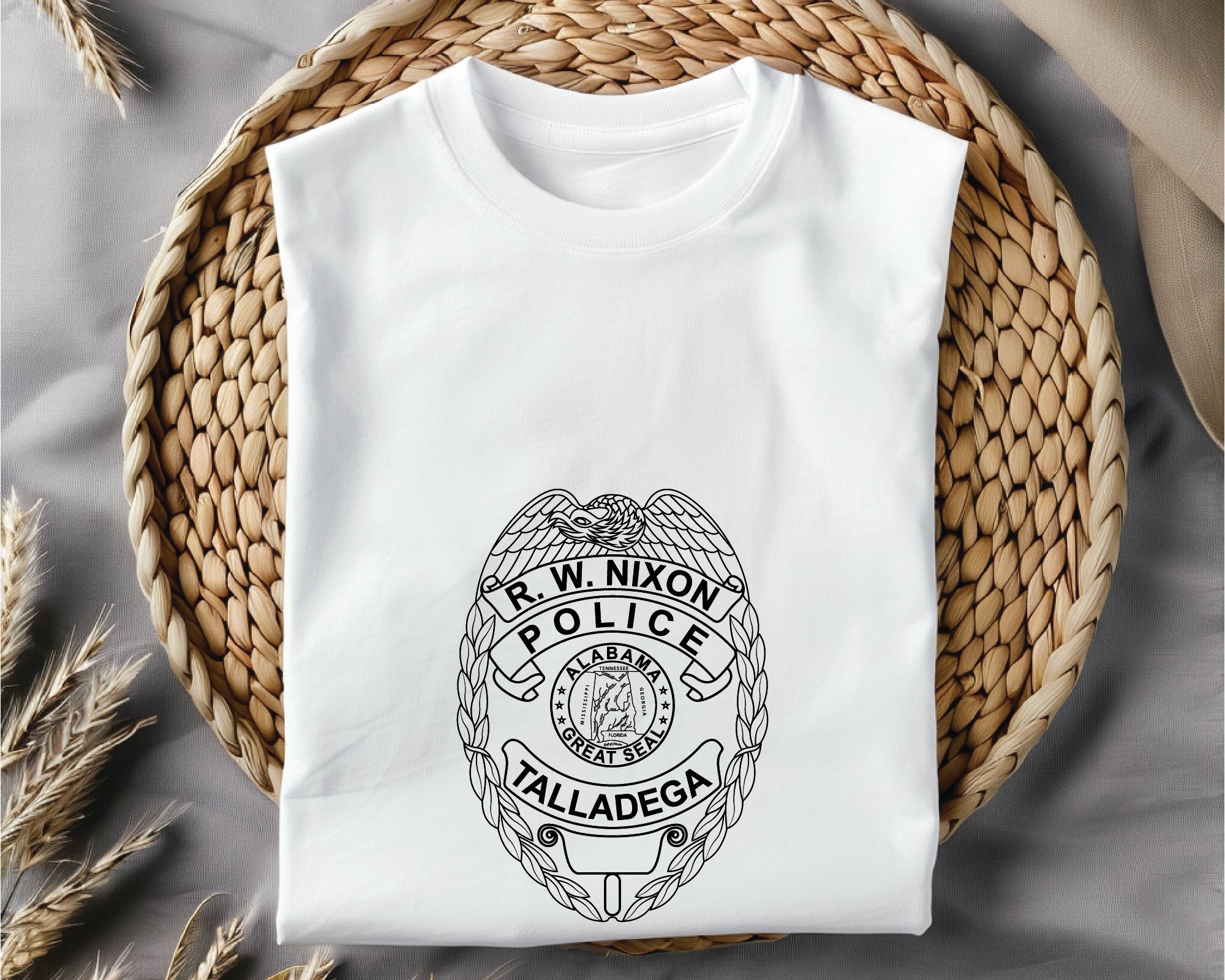 Talladega Police Badge SVG, Alabama Police Badge Vector, Talladega City Police Logo SVG, Law Enforcement Badge Design, Police Shield Vector File