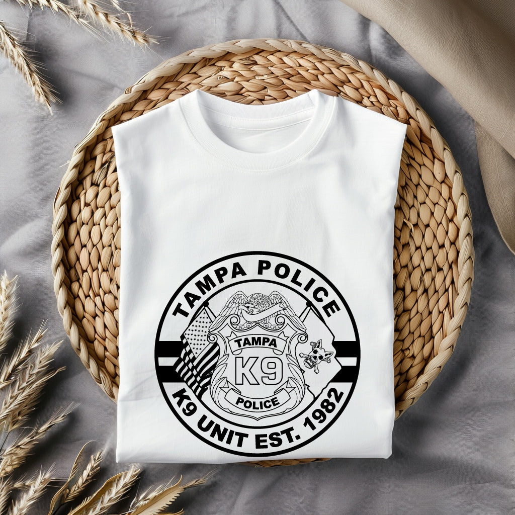 Tampa Police K9 Unit Badge SVG digital download, Florida K-9 unit emblem vector design for Cricut, Silhouette, CNC, engraving, and law enforcement crafts.