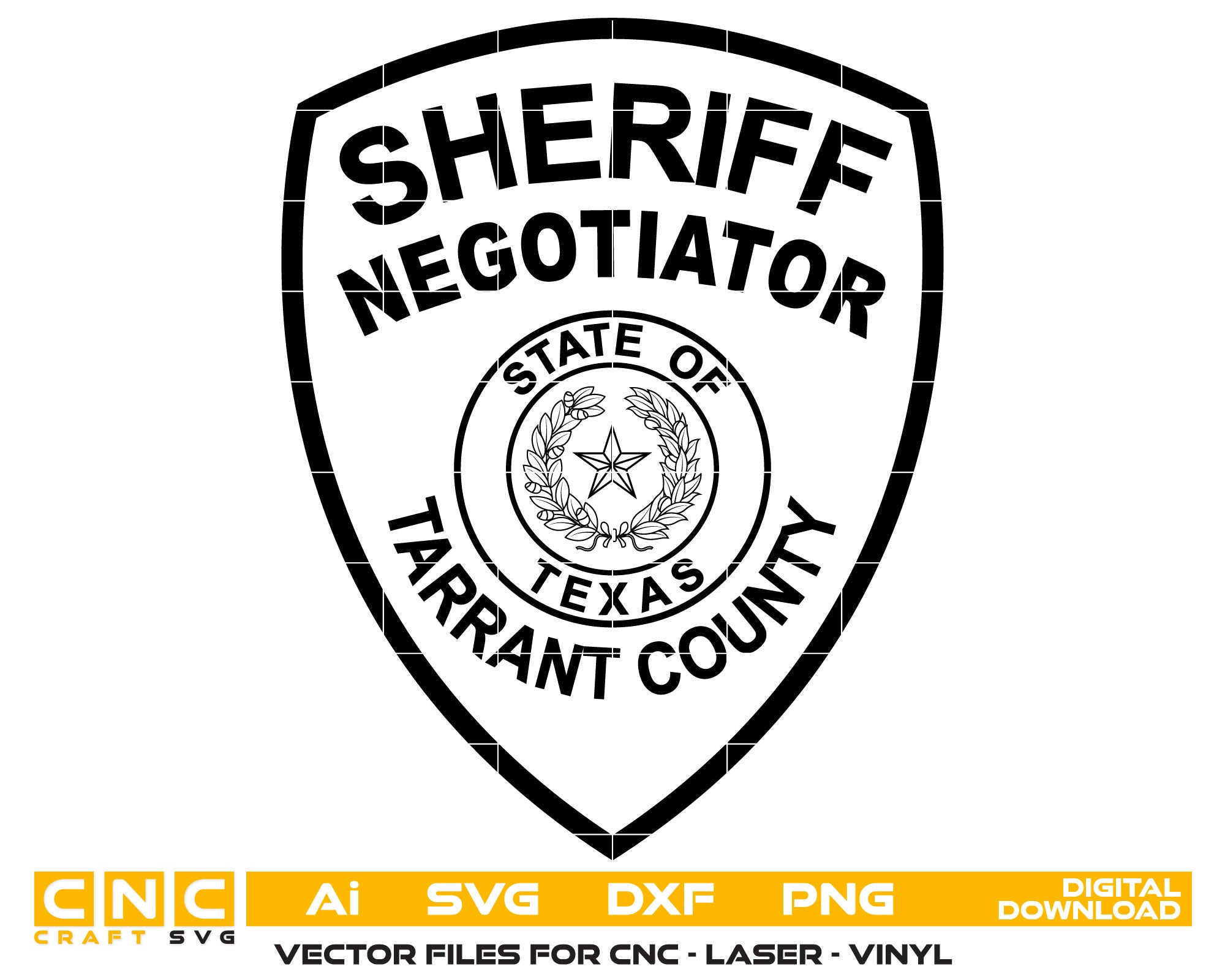 Tarrant County Sheriff Badge Vector Art, Ai,SVG, DXF, PNG, Digital Files