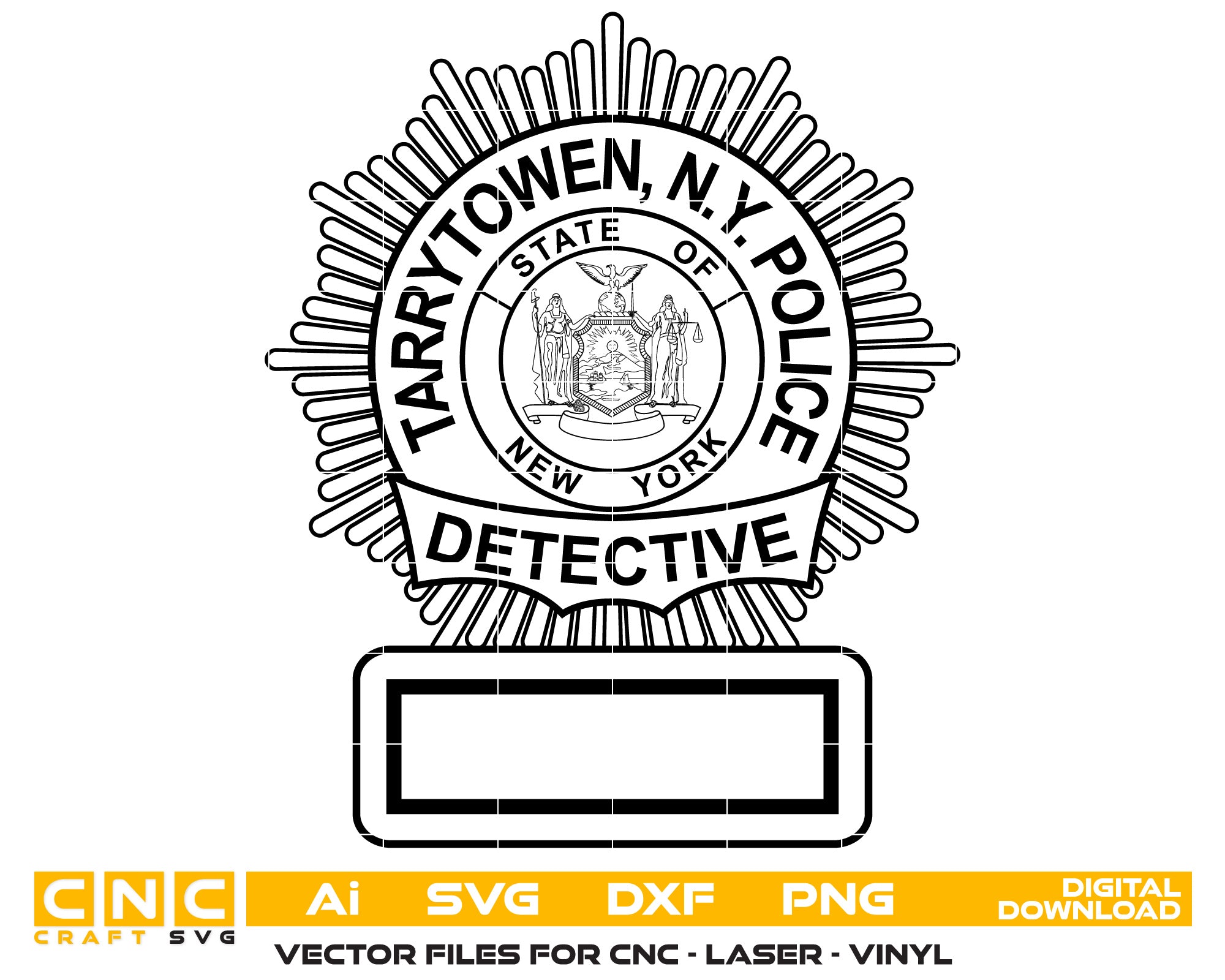Tarrytowen Police Badge Vector Art, Ai,SVG, DXF, PNG, Digital Files