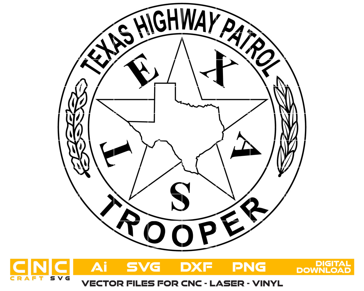Texas Highway Patrol Trooper Police Logo – Digital Vector File for Pri