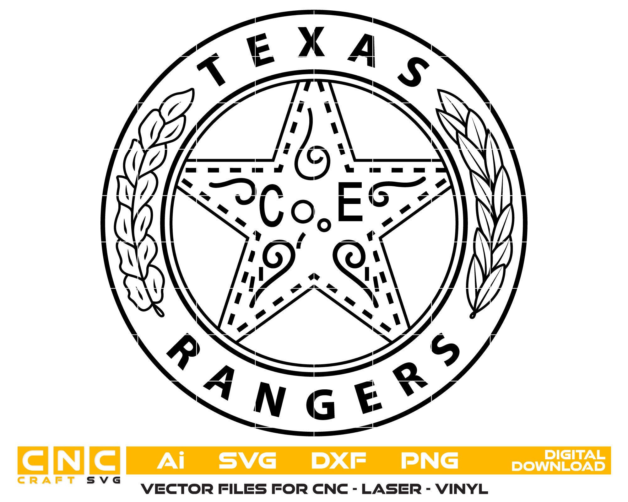 Texas Rangers Vector Art, Ai,SVG, DXF, PNG, Digital Files