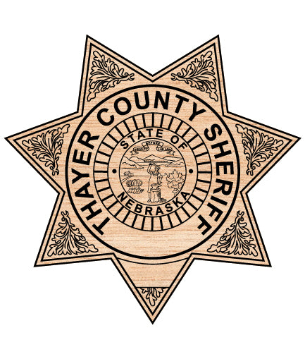 Thayer County Sheriff Badge SVG, Nebraska sheriff star vector for Cricut, engraving, vinyl and craft projects.