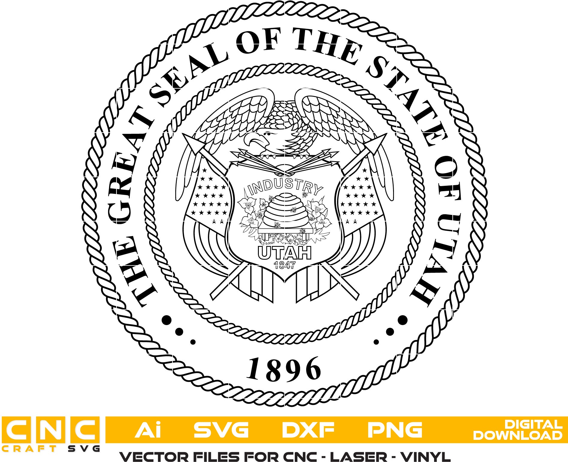 The Great Seal of the State of Utah, State of Utah Badge, State of Utah vector art