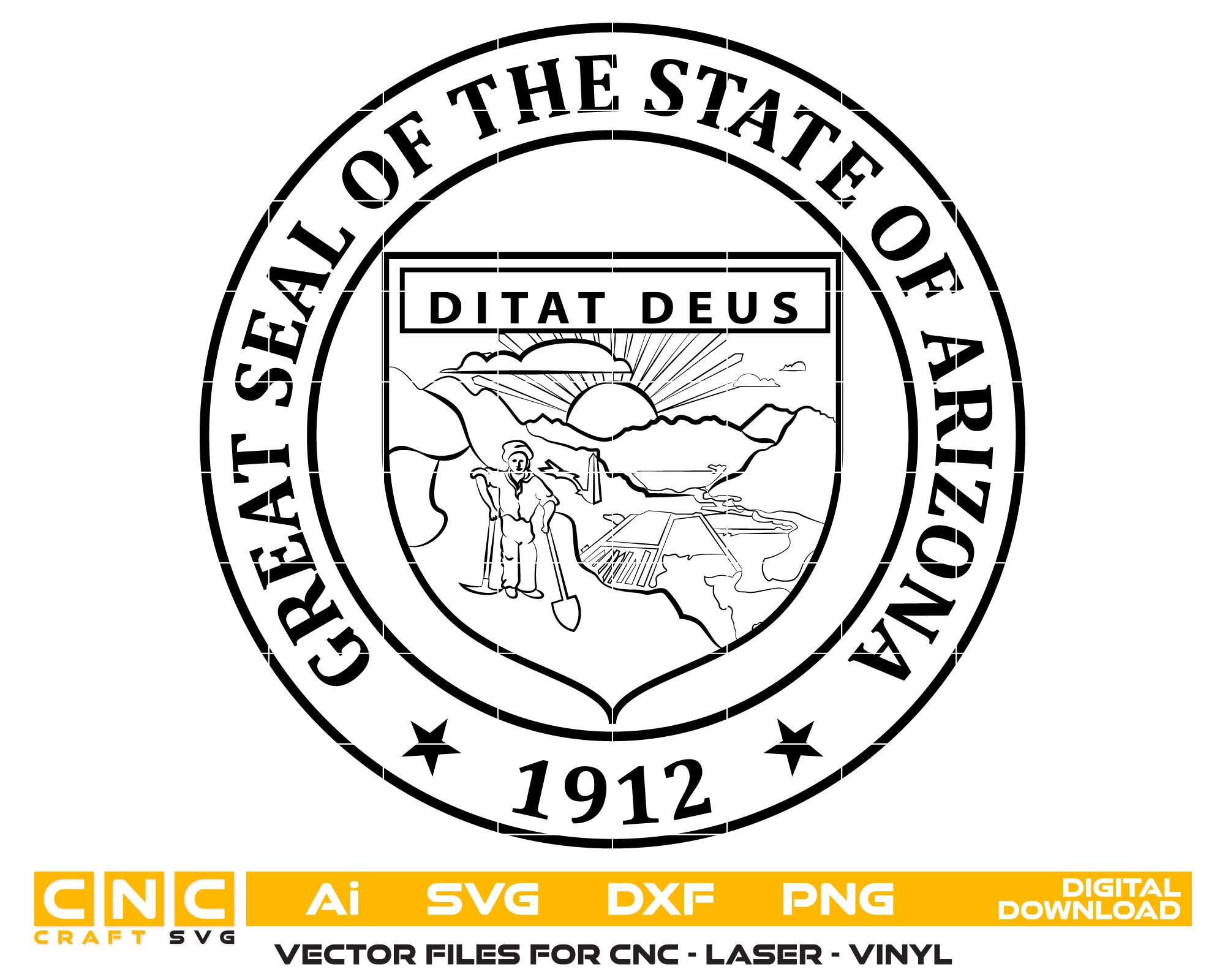 The Great seal of the State of Arizona Vector Art, Ai,SVG, DXF, PNG, Digital Files