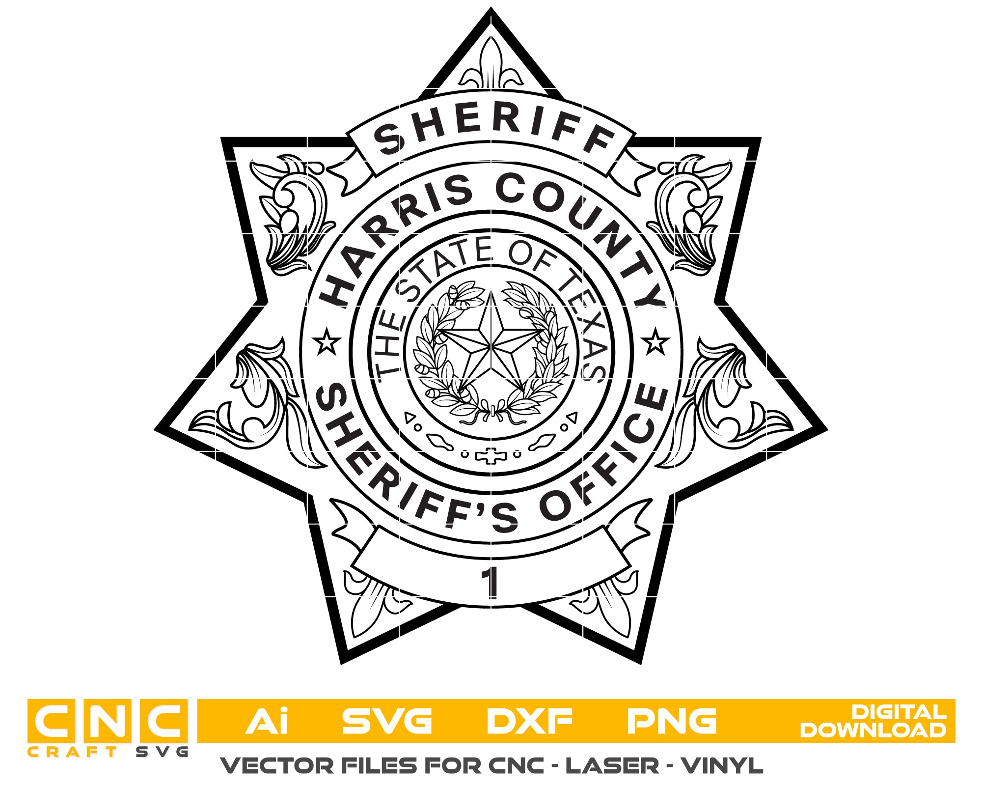Texas Harris Sheriff Officer Badge Vector Art