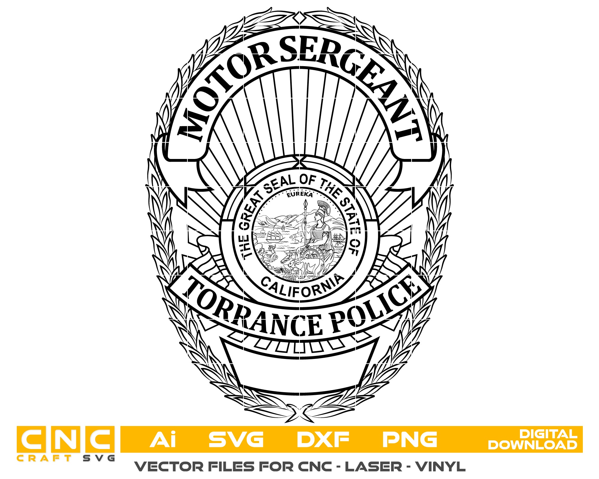 Torrance Police Motor Sergrant Seal Vector Art