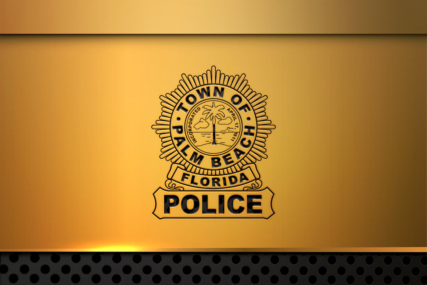 Palm Beach Police Department logo on a gold background
Town of Palm Beach Police Badge Florida Vector SVG for CNC & Printing