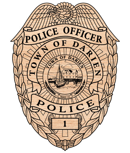 Town Of Darien Police Officer Badge SVG, Darien Police Badge Vector, Town Of Darien Police SVG Emblem, Connecticut Law Enforcement Badge Logo SVG, #support