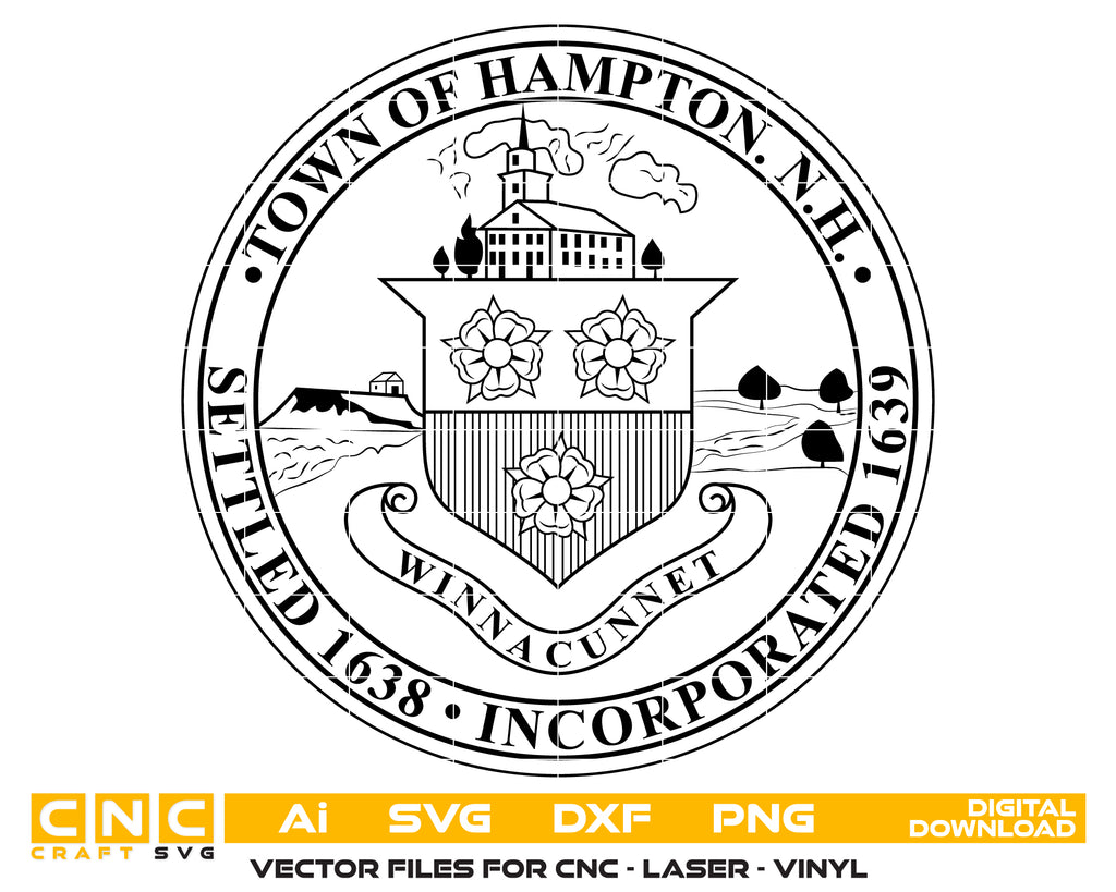 Hampton Svg Town of Hampton Seal SVG – Official Municipal Emblem Vector Design