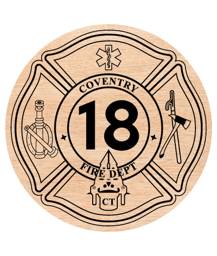 Town of Coventry Fire Department Badge SVG digital download, firefighter emblem vector design for Cricut, Silhouette, CNC, engraving, and fire service crafts.