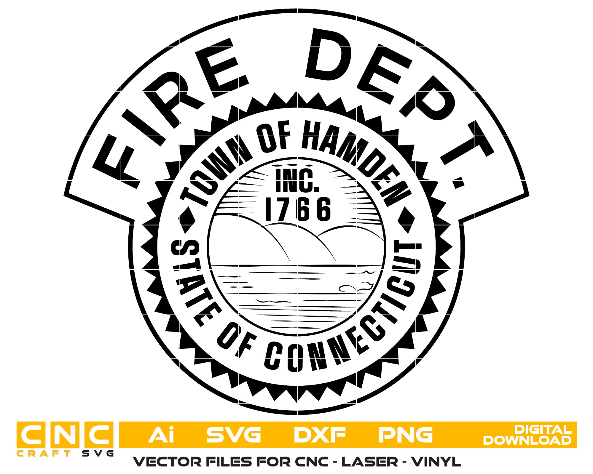 Town of Hamden Fire Dept Patch SVG, Fire Dept Patch Vector, Hamden Fire Department Patch, Law Enforcement Patch SVG, Fire Department Badge Vector