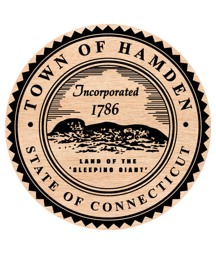 Town of Hamden Seal SVG digital download, Connecticut municipal emblem vector design for Cricut, Silhouette, engraving, and historical craft projects.