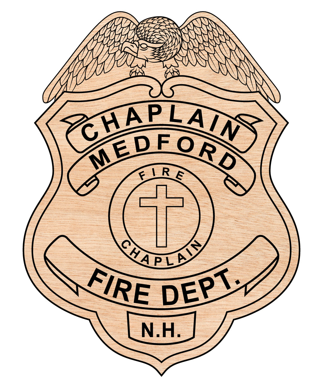 Town of Milford Chaplain Fire Department Badge SVG, New Hampshire Fire Badge Vector, Milford Fire Chaplain Badge, Fire Department Badge SVG, Emergency Services Badge Vector