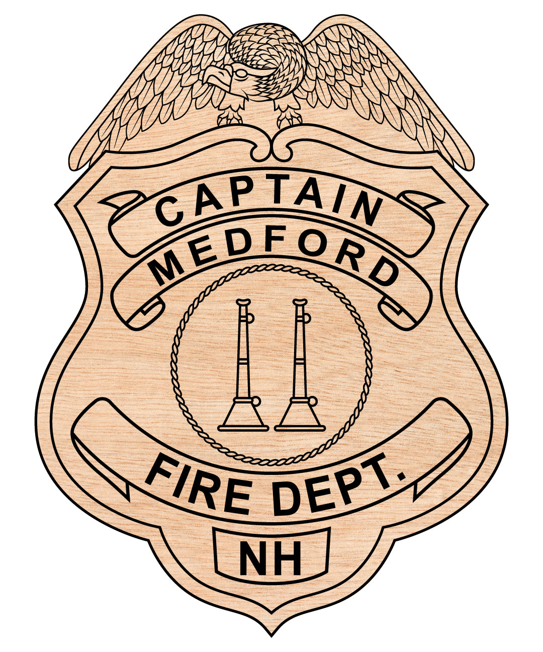 Town of Milford Fire Department Captain Badge SVG, New Hampshire Fire Badge Vector, Milford Fire Captain Badge, Fire Department Badge SVG, Emergency Services Badge Vector