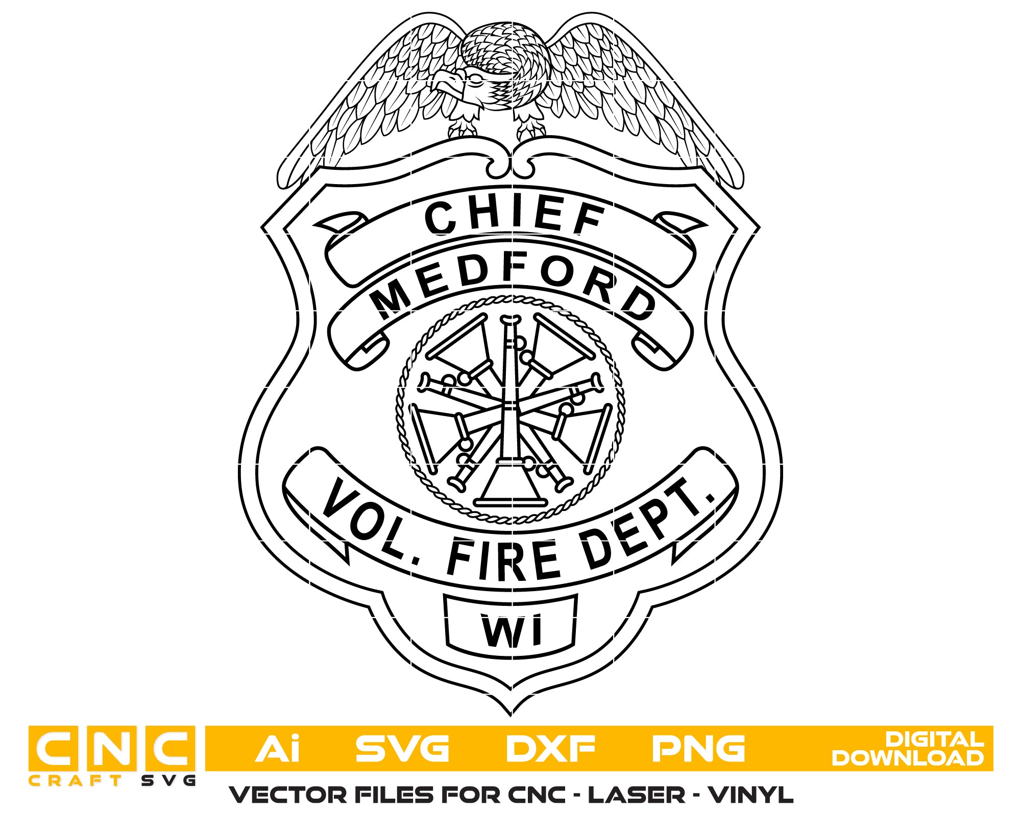 Town of Milford Fire Department Chief Badge SVG, New Hampshire Fire Badge Vector, Milford Fire Chief Badge, Fire Department Badge SVG, Emergency Services Badge Vector