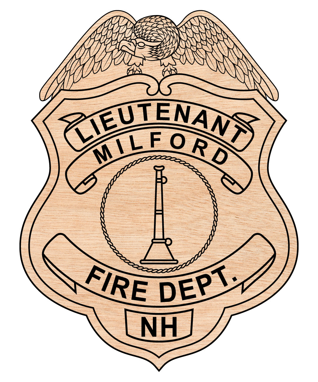 Town of Milford Fire Department Lieutenant Badge SVG, New Hampshire Fire Badge Vector, Milford Fire Lieutenant Badge, Fire Department Badge SVG, Emergency Services Badge Vector