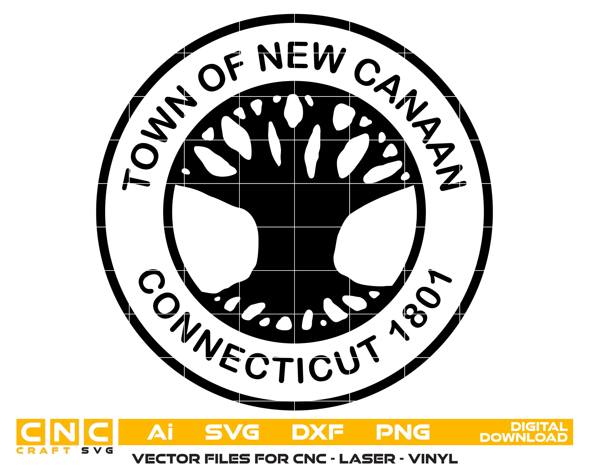 Town of New Canaan Seal SVG, New Canaan Connecticut Municipal Seal Vector, Official New Canaan Emblem, Town of New Canaan Government Seal SVG, Historic New Canaan Seal Vector File