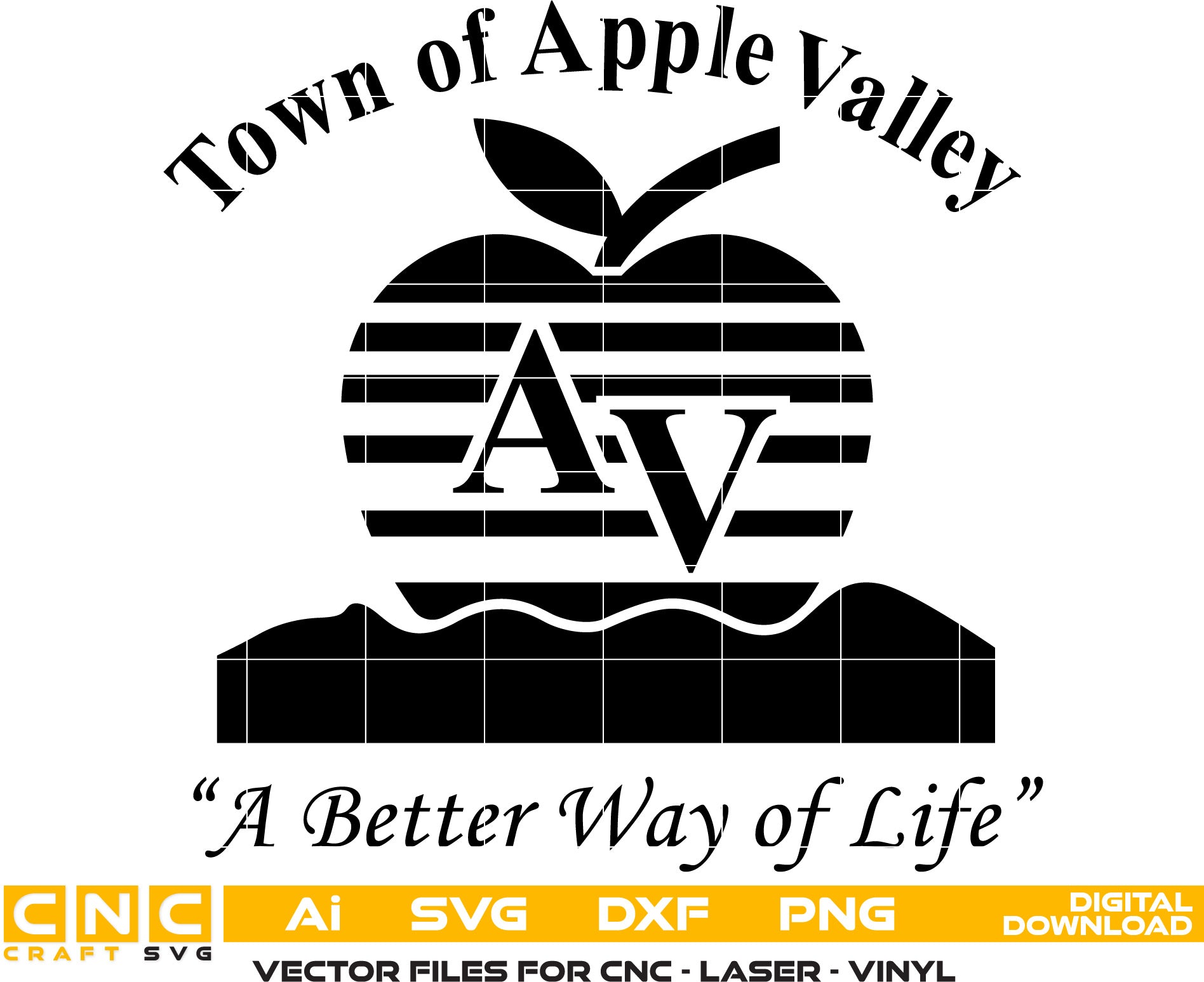 Town of Apple Valley Seal Vector art Svg, Dxf, Jpg, Png, and Ai files For laser engraving, woodworking, acrylic painting, and all printing machines.