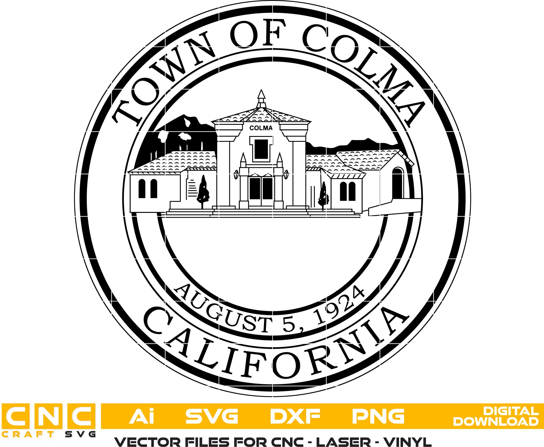 Town of Colma Seal, Colma California Seal, Colma California logo, Town of Colma Vector art